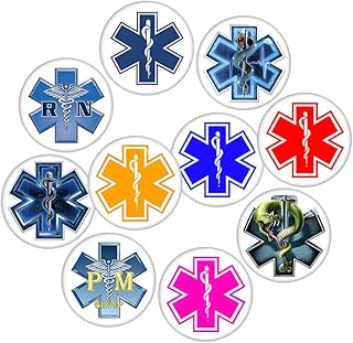 10PCS Medical Symbol Fridge Magnets, Star of Life with Rod of Asclepius, for Doctors, Nurses, EMT Paramedics, 2.5cm (1"), Resin Glass Magnets for Office, Hospital, Home, Classroom Decor