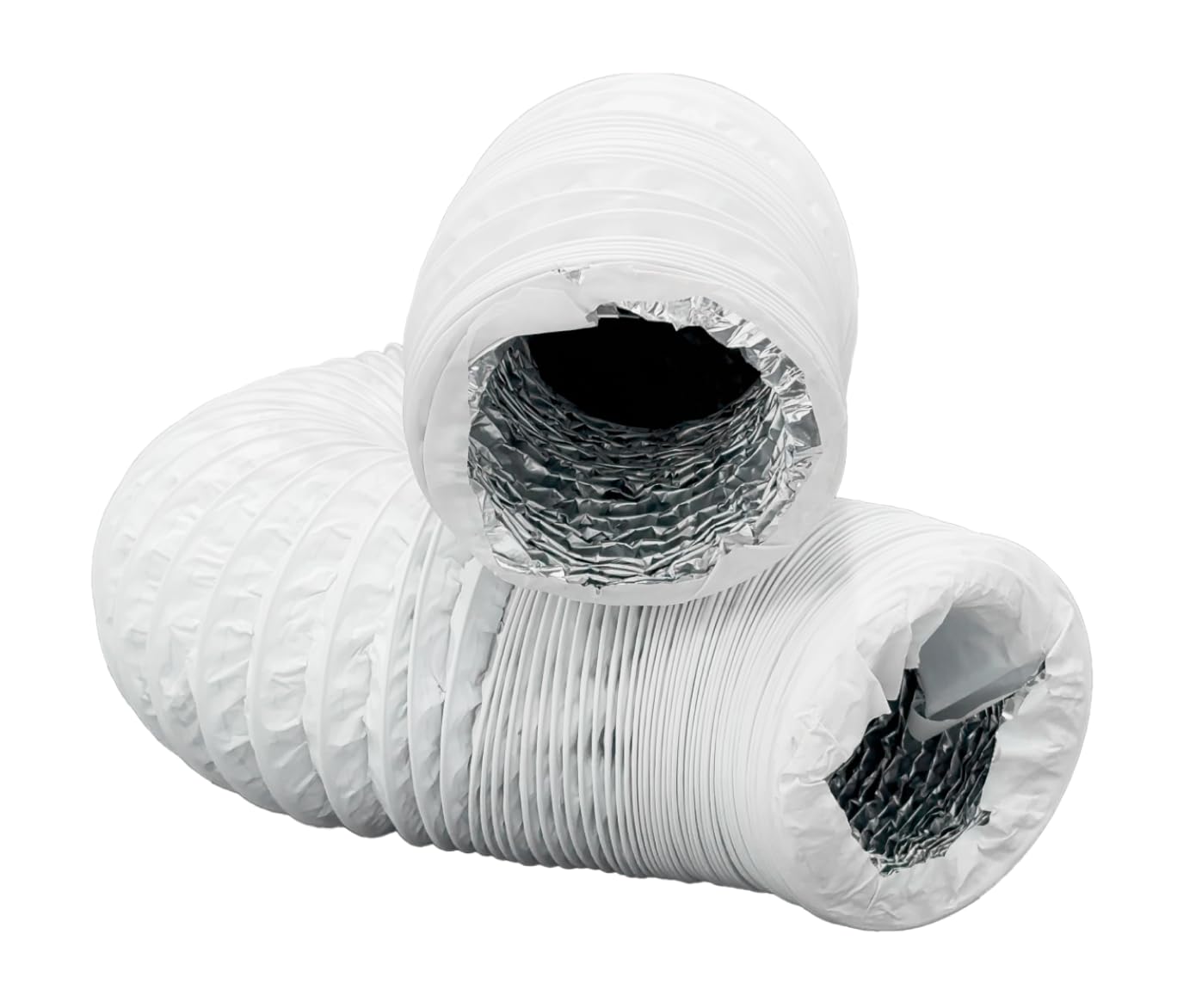 H&C VENT Tubo flessibile di scarico – con alluminio – Isolamento PVC – Tubo flessibile – Uscita di ventilazione tubo flessibile per condizionatori d'aria, asciugatrice (bianco, Ø 200 mm – 3 m)