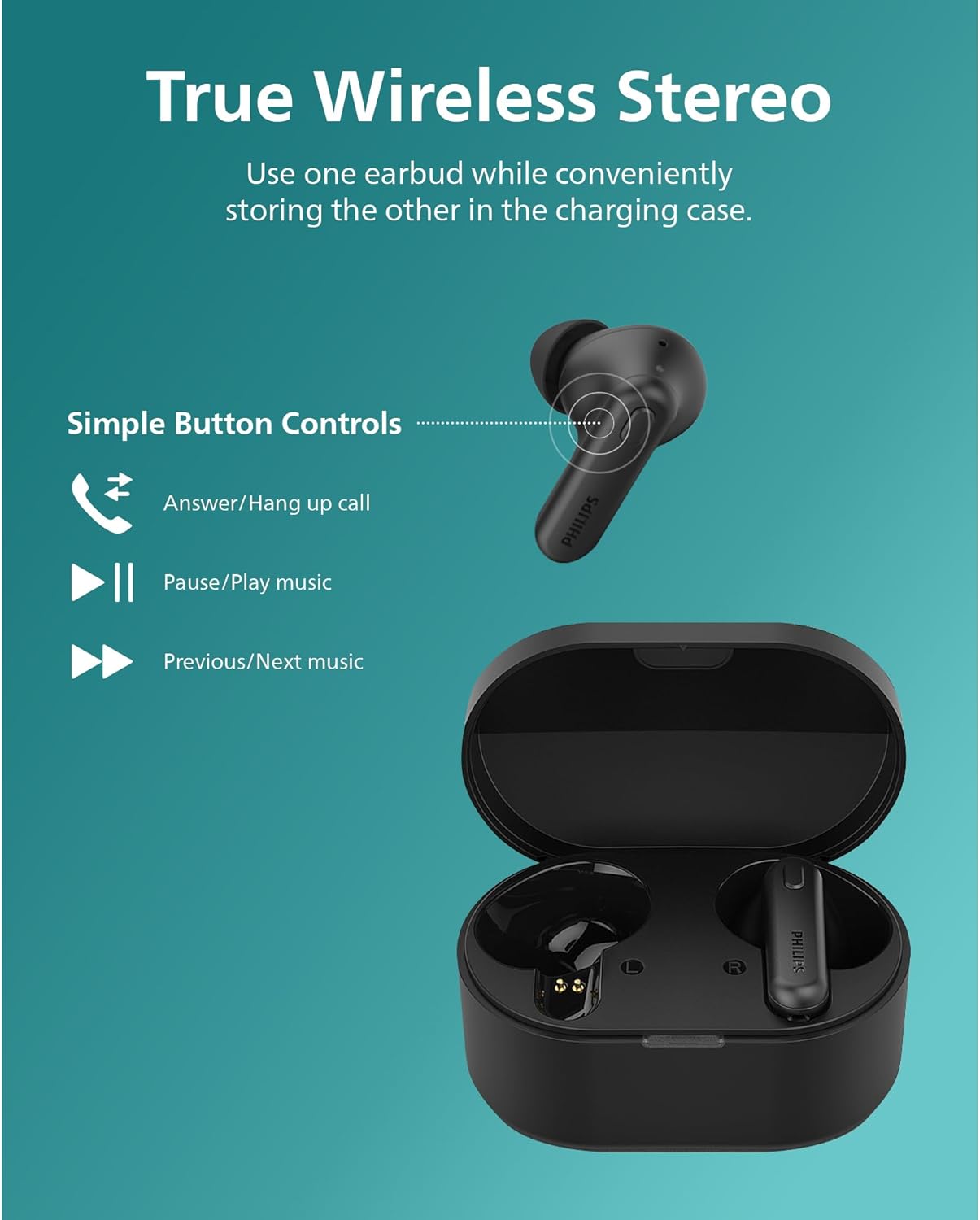 Contents of the PHILIPS TAT1108 Earbuds box