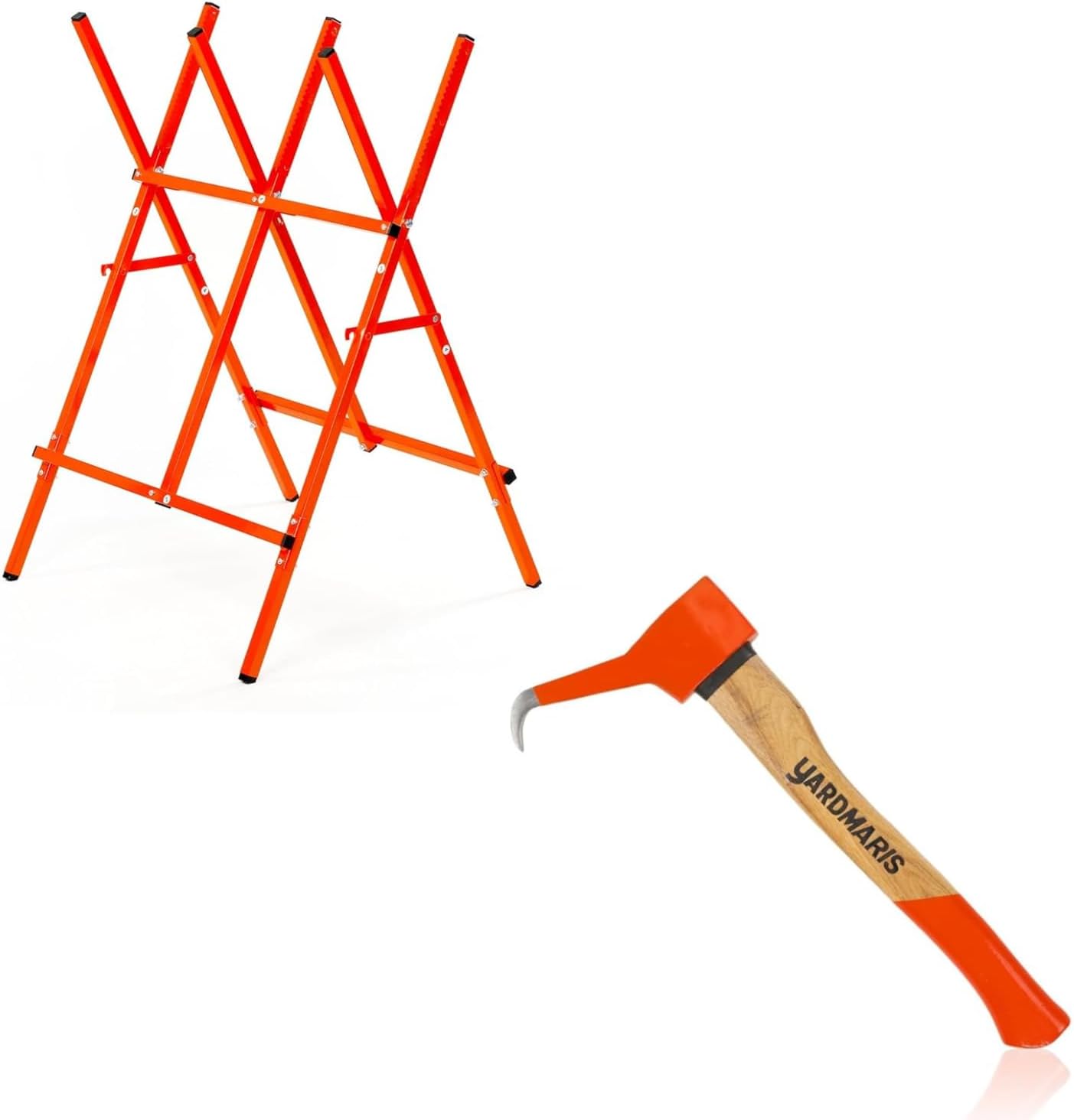 Log Saw Horse & Pickaroon Logging Tool, Foldable Steel Sawbuck, Hookaroon Logging Tool, Wood Cutting Stand, Forestry Pick Tool for Dragging and Stacking Firewood