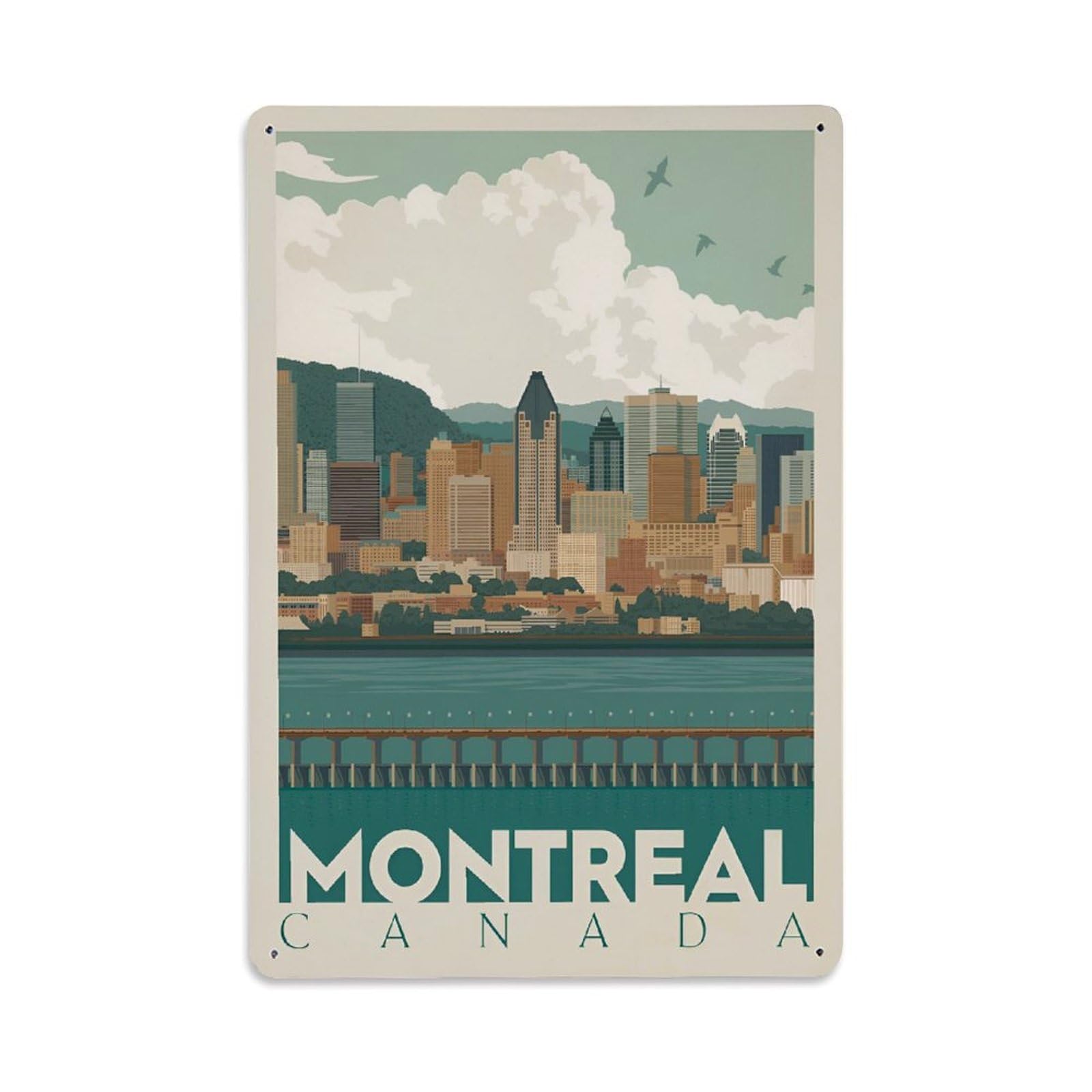 Vintage Trave Poster Canada Montreal (2) Metal Tin Sign Wall Decor for Cafe, Club, Garden Metal Poster 8x12Inch