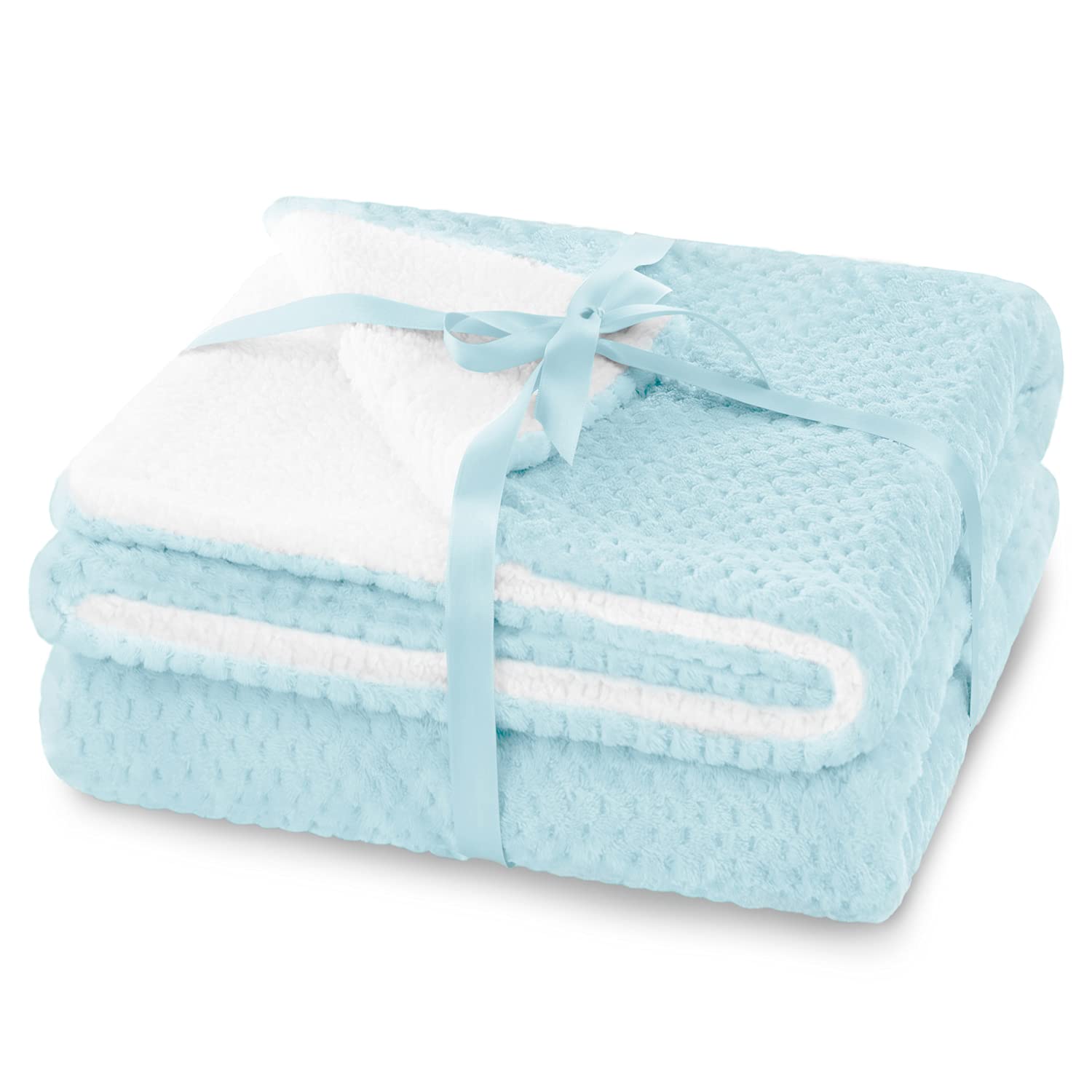 AmeliaHome Sheepy - Manta (170 x 210 cm), diseño de Piel de Cordero, Color Azul Claro