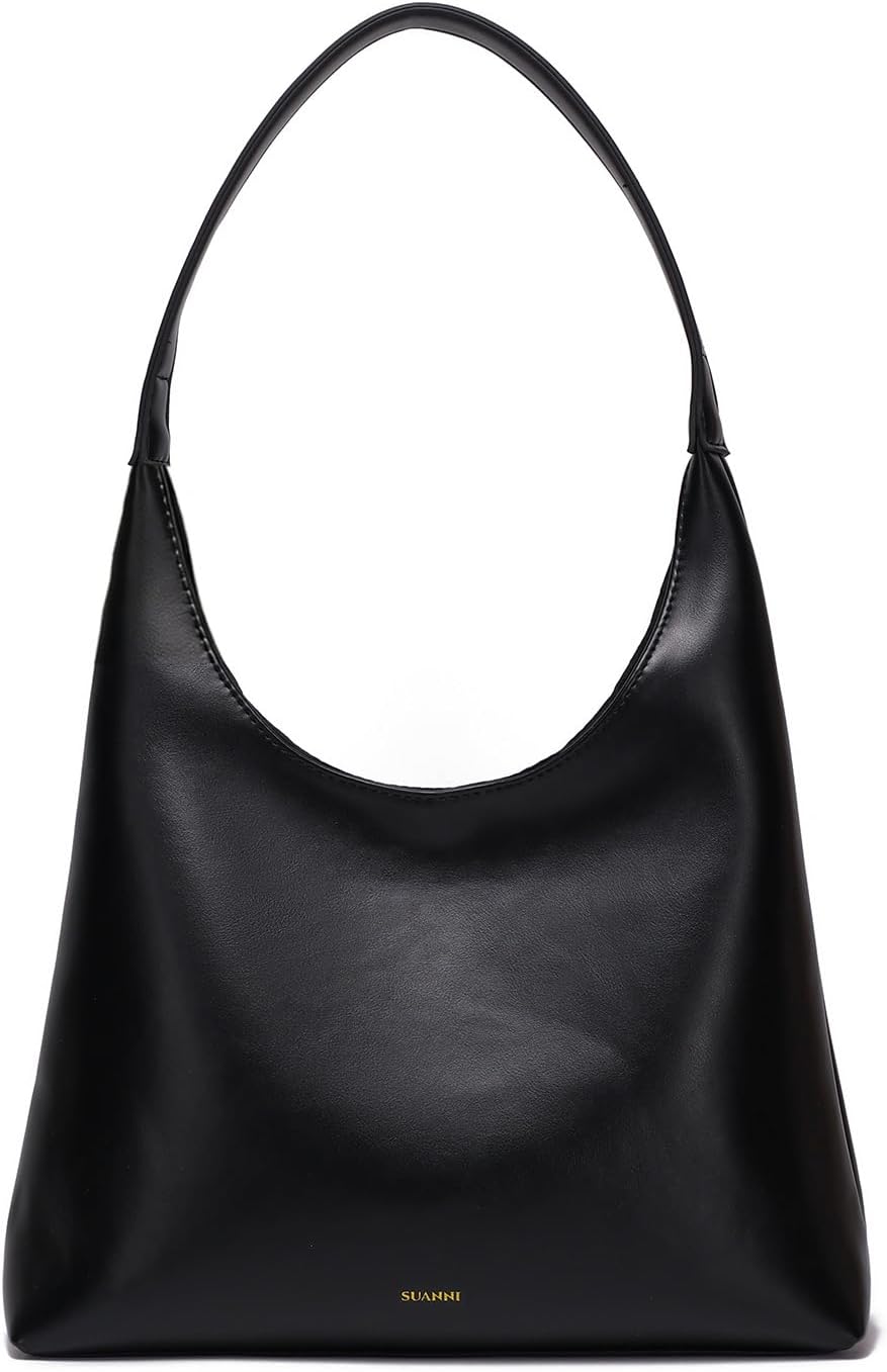 Vegan Leather Hobo Bag for Women, Medium Summer Purse, Slouchy Shoulder Tote Bags, Work Everyday Handbags with Zipper