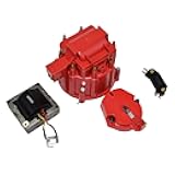 A-Team Performance HEI Distributor Tune-Up Kit - High-Strength Distributor Cap Rotor Kit - 65kV 595304 Ignition Coil - Compatible with GM HEI Systems & Coil Connector - Red Pack of 1