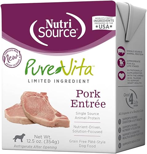 PureVita Alimento húmedo para perros de cerdo sin granos, 12.5 oz