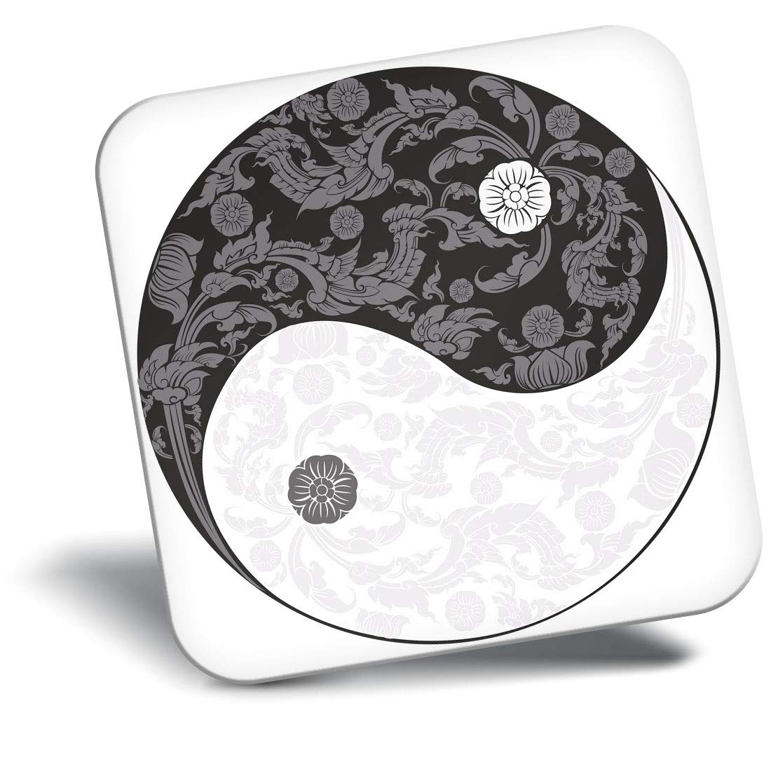 Destination Vinyl Ltd Fridge Magnet - Yin Yang Yoga Flowery Meditation Sign 5655