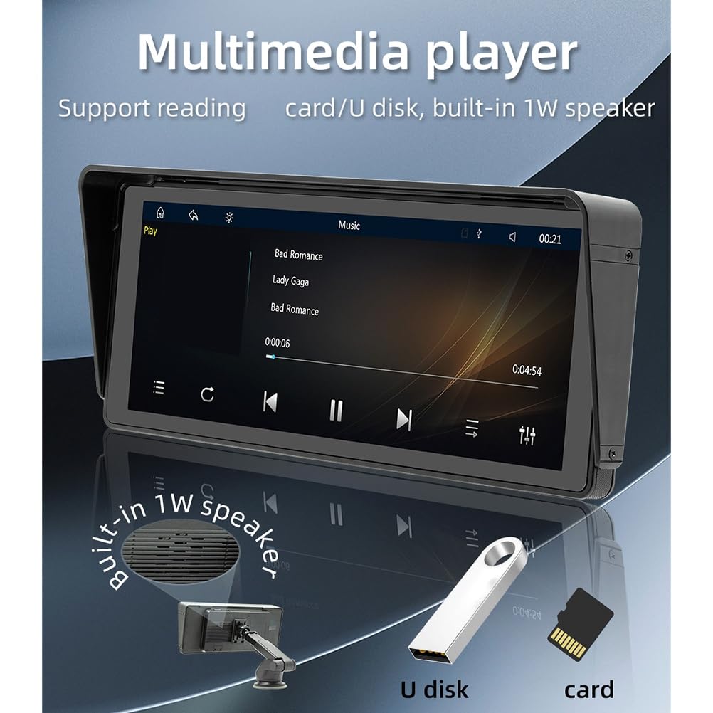 1 juego de 10.26 pulgadas pantalla táctil inalámbrica CarPlay Android Auto Bluetooth MP5 FM receptor radio portátil para coche