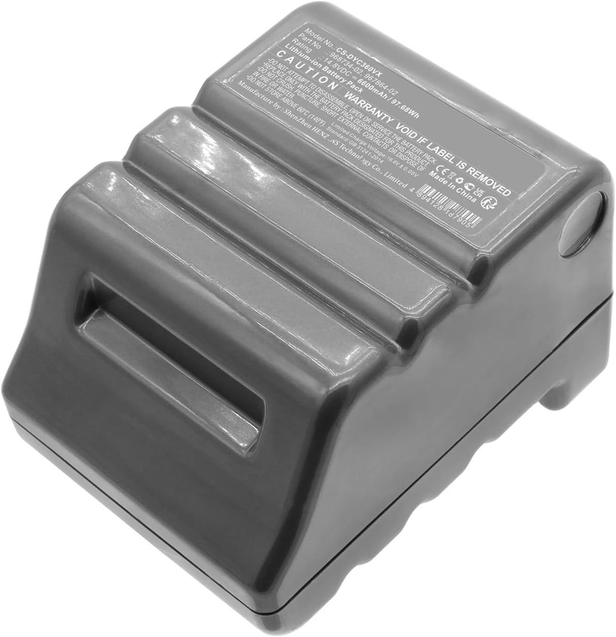 14.8V/6600mah Battery。Compatible for Dyson 360 Eye Robot, RB01, RB01NB, RB01NF 49686-03, 967864-0。Replaceable Vacuum Cleaner Lithium-ion Battery。