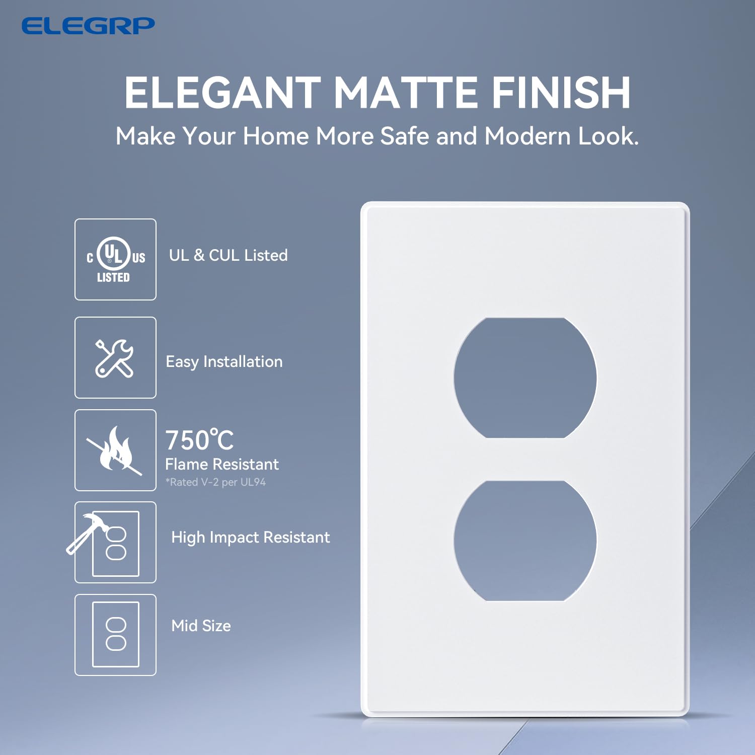 Matte White Screwless Wall Plates - 10 Pack -2