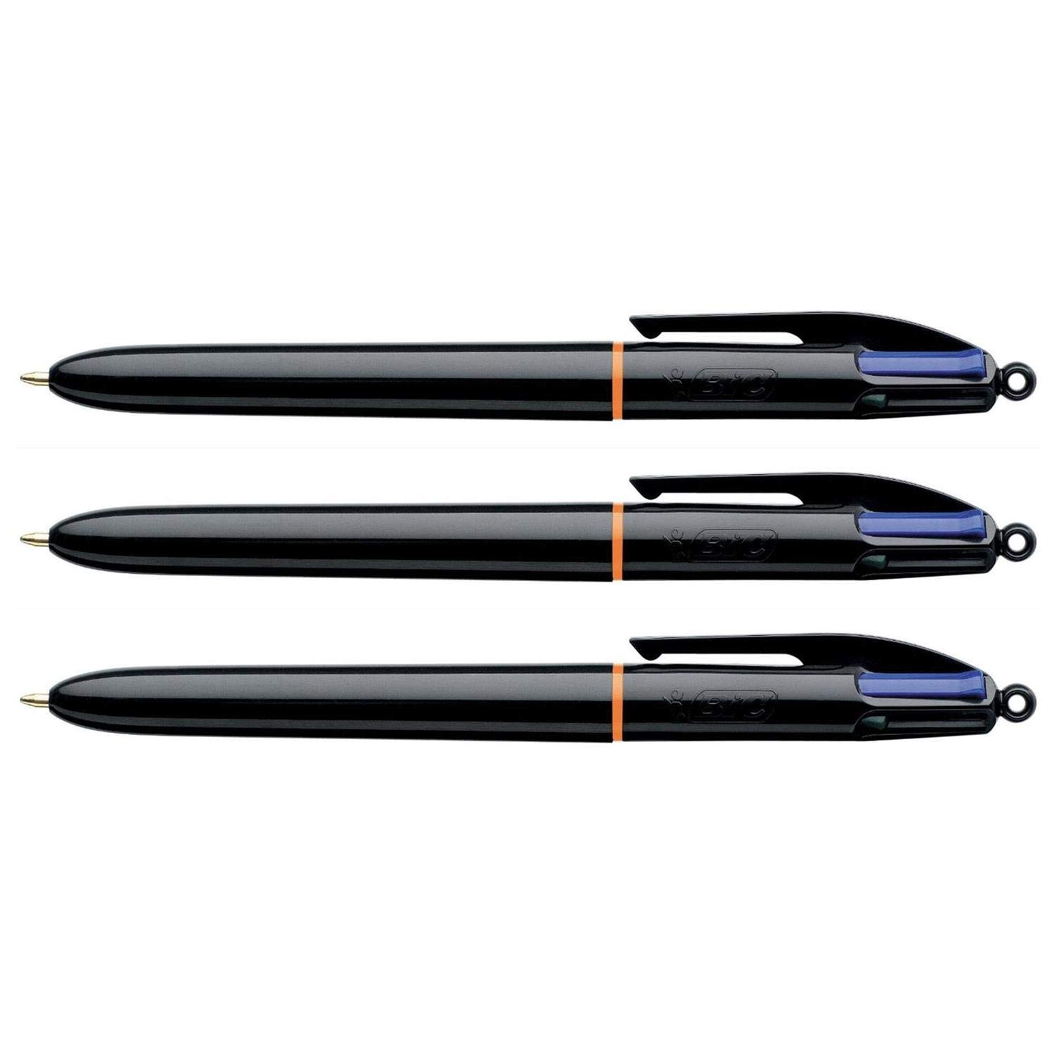 BIC Lot de 3 Stylos bille 4 COLOURS PRO Noir Pointe Moy. 4 Couleurs classiques