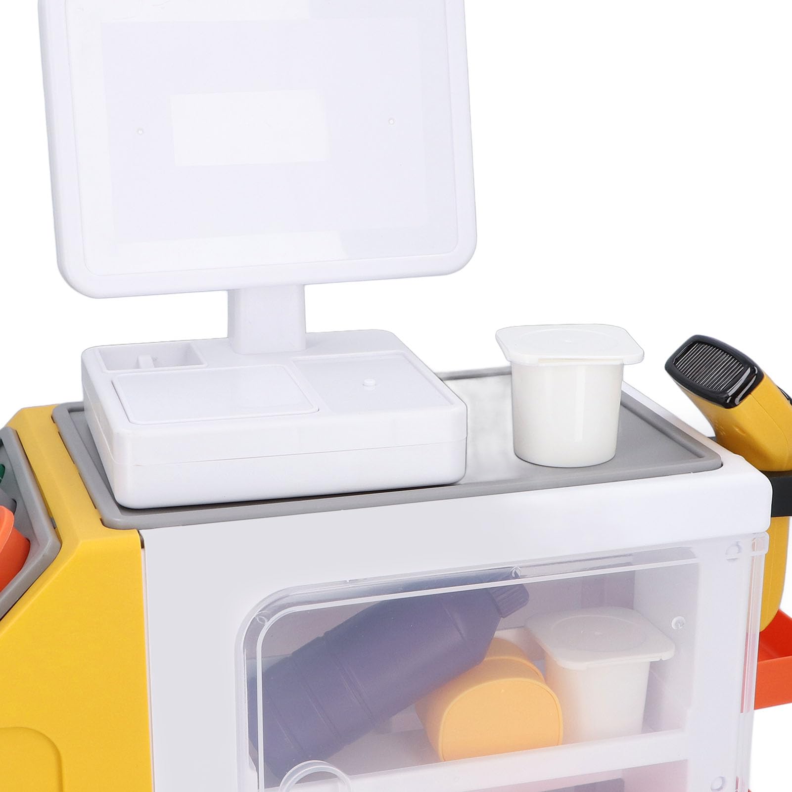 Set di Giocattoli Simulati per Supermercato per Giochi di Finzione con Registratore di Cassa, Caffettiera e Scanner di Codici a Barre per Bambini 37x20,5x41 Cm