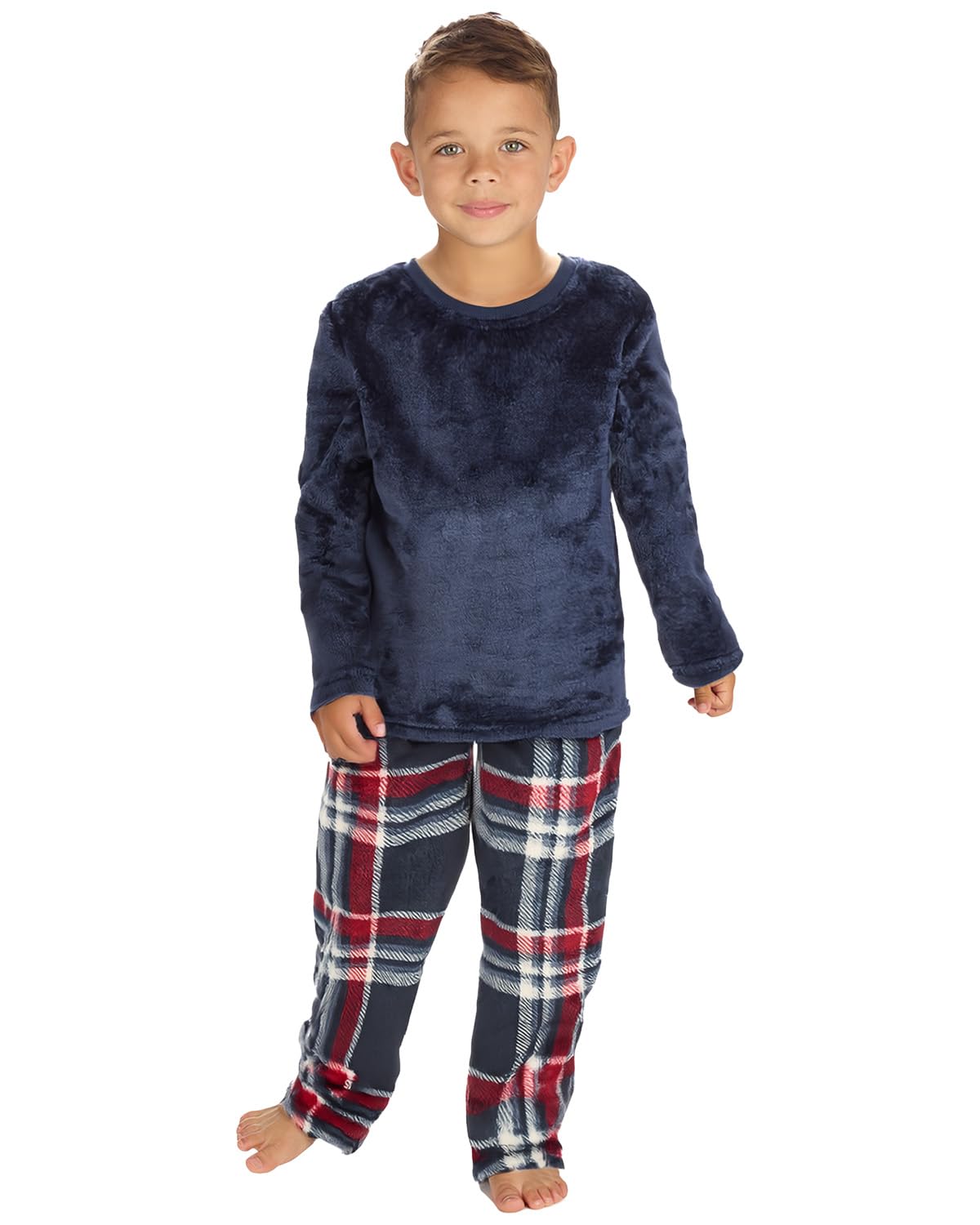 Undercover Boys Navy/Burgundy Check Fleece Lounge Set 15C706 /Burgundy 3-4 Years