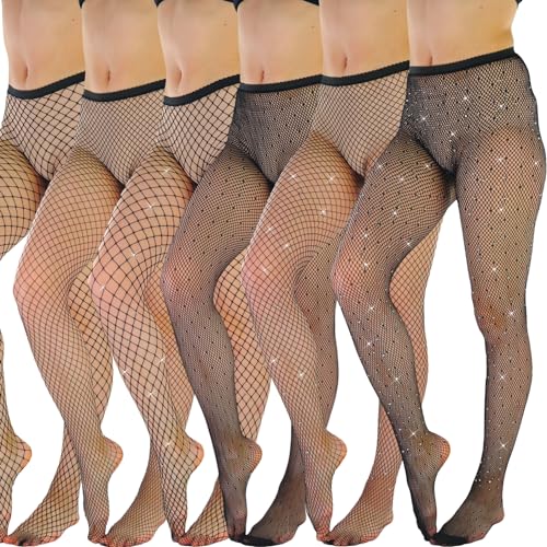 Image of ToBeInStyle Women's Pack of 3 or 6 Diamond Net Fashion Fishnet Sparkle Hosiery Pantyhose