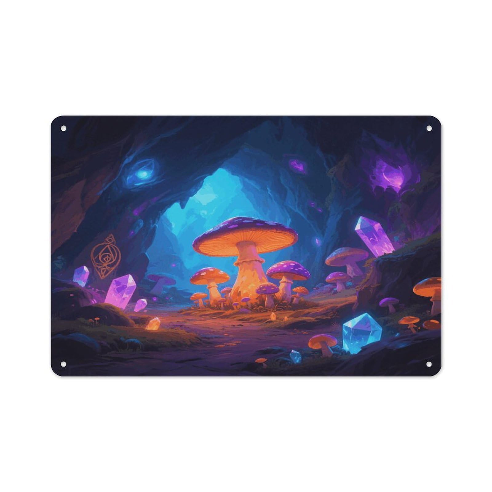 VstaDank Mushroom Wall Art Prints Metal Sign Decor Painting Aluminum Wall Hanging Decor Vintage Poster Sublimation Picture Panel Weatherproof Art Decorative Wall Decors
