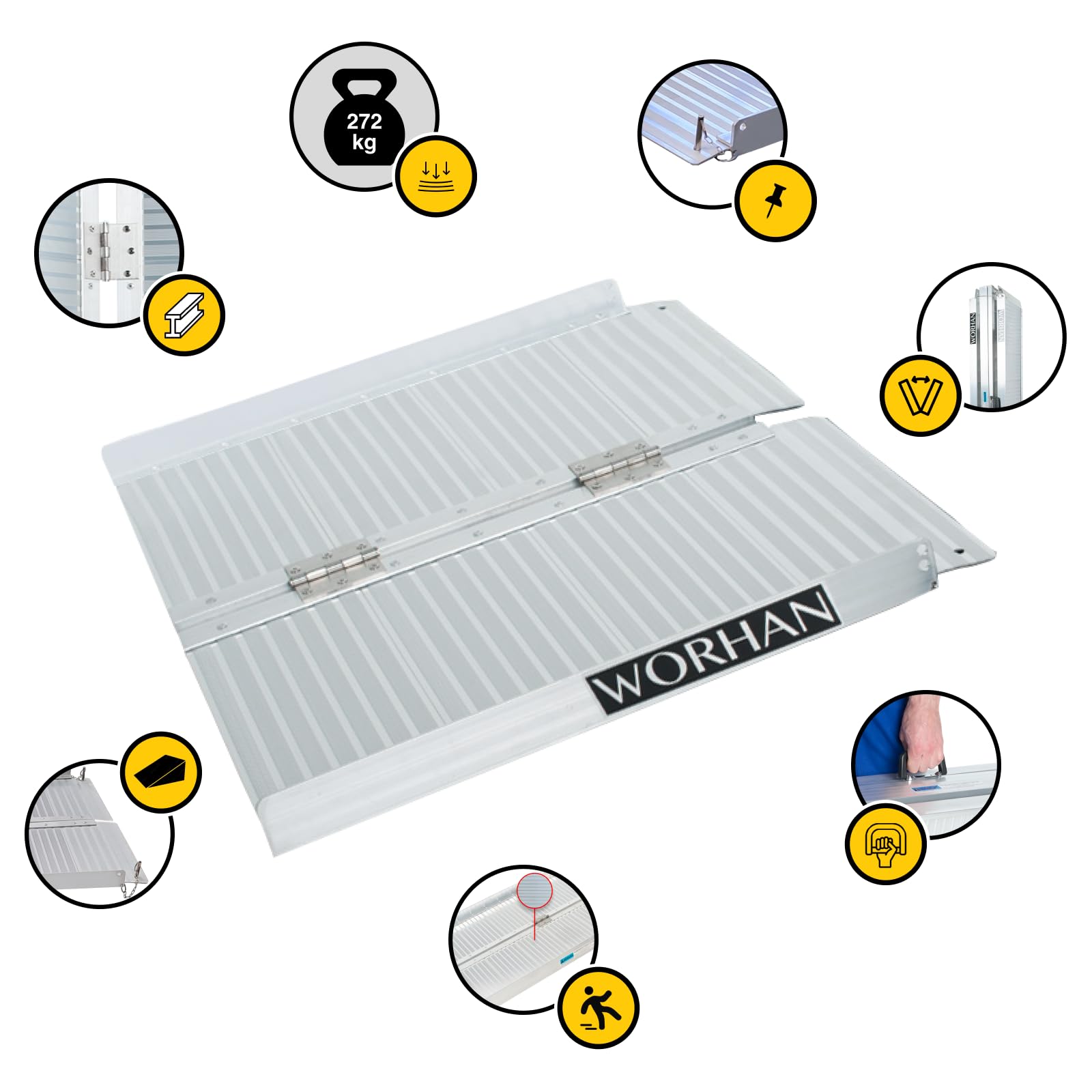 61cm Aluminium Rollstuhlrampe Klapprampe Schwellenrampe Tragbare Klappbare Aluminium Rollstuhl Rampe Plattform R2