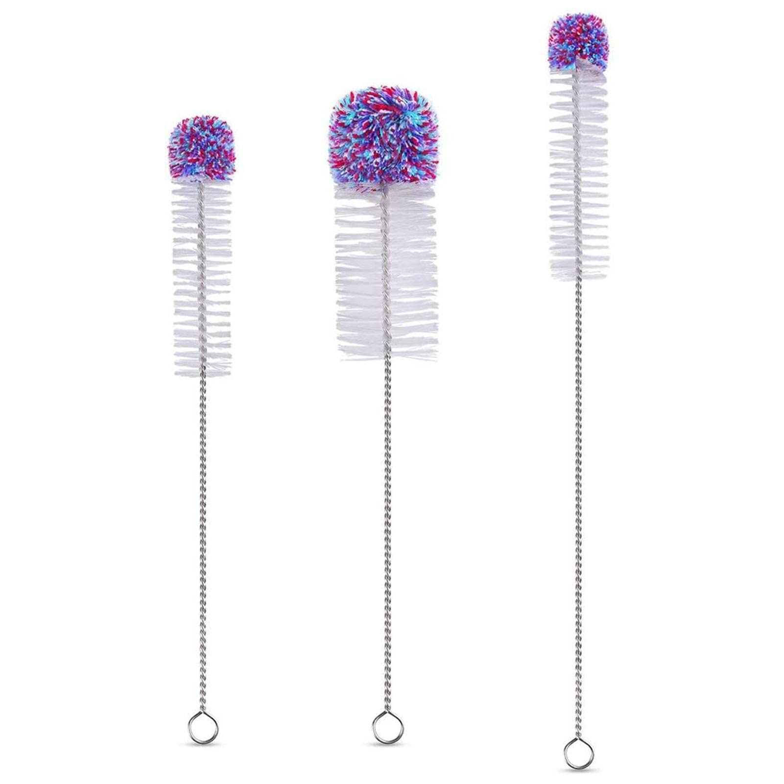 Fulenyi Bottle Brush, 3 Cup Cleaning Brushes, Multifunctional Cleaning Brush Set with Flexible Handle for Narrow Neck Sports Bottles, Beer Bottles