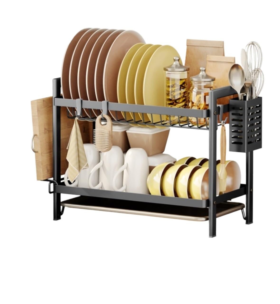 QCKNKMGG Draining Washing Up Holder, Dish Drainer Rack Multicolor Multiple Sizes(Black,44 * 24 * 34CM)