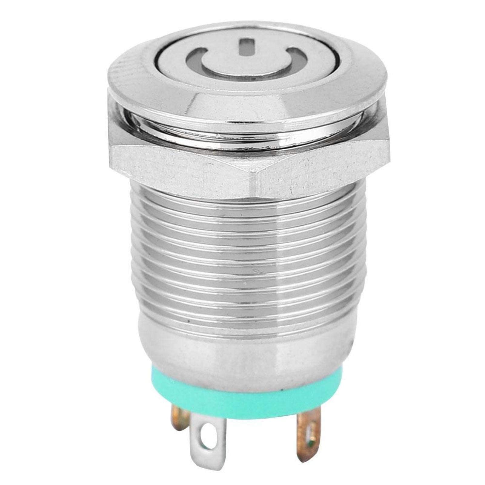 Metal Switch Silver Contact Flat Head 12mm Self-Reset Switch Switch for Car/RV Electronic Components