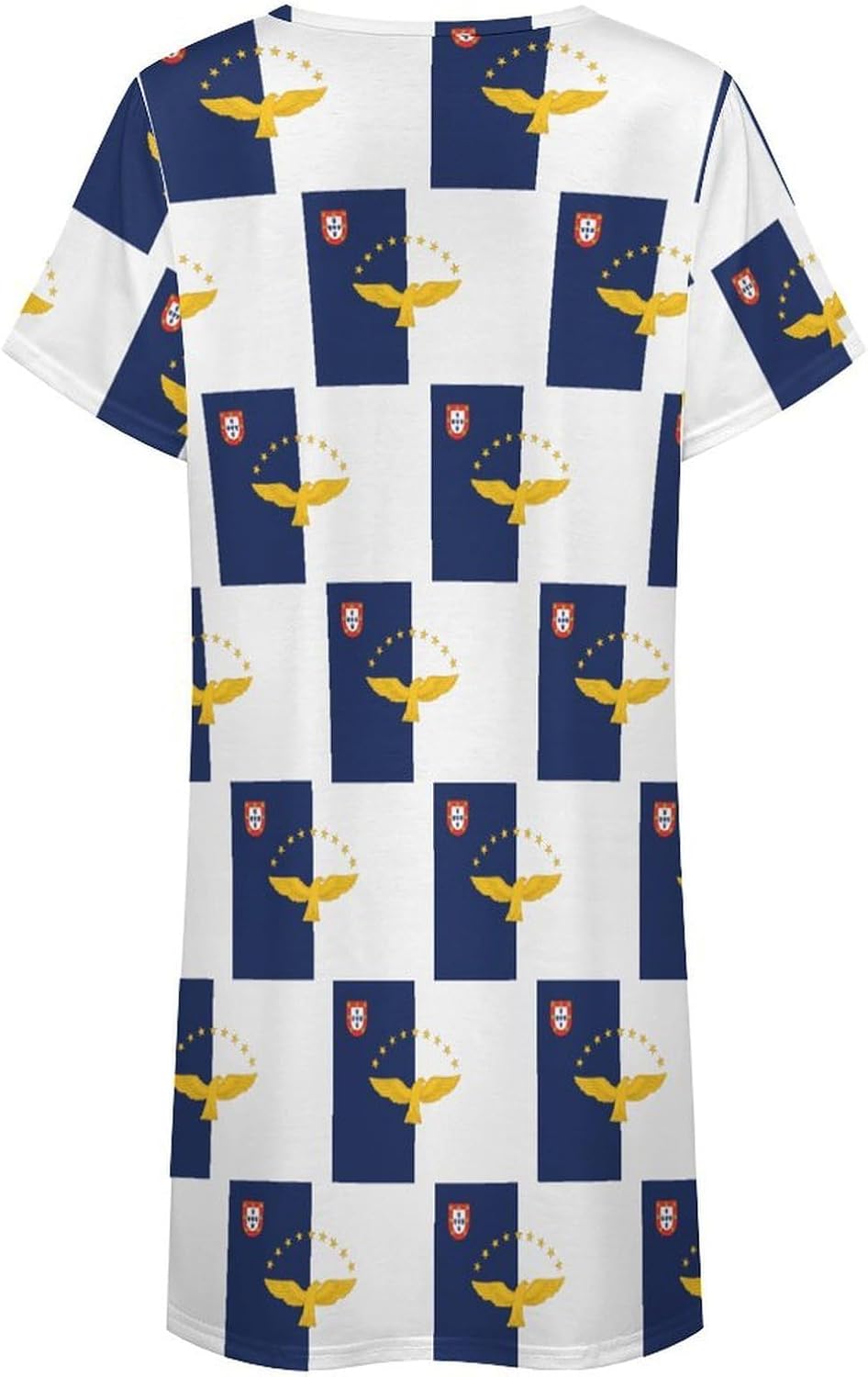 Flag of The Azore Nightgowns for Women Short Sleeve Sleep Dress Casual Sleepshirt Night Gowns Pajamas