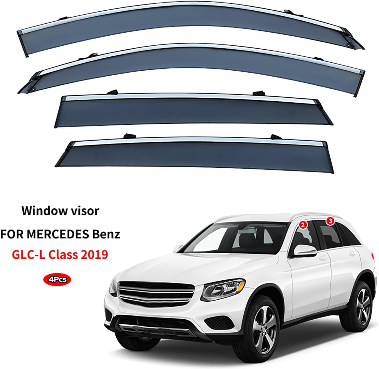 ClimAir Deflettori D'Aria In Vetro Acrilico Per Mercedes GLC (X254) 2022+, Antipioggia, Fumo Grigio