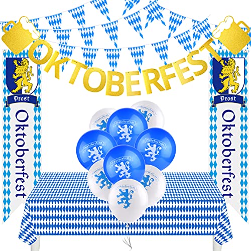 Kit de décorations pour l'Oktoberfest TUPARKA avec nappe bavaroise et fournitures de fête