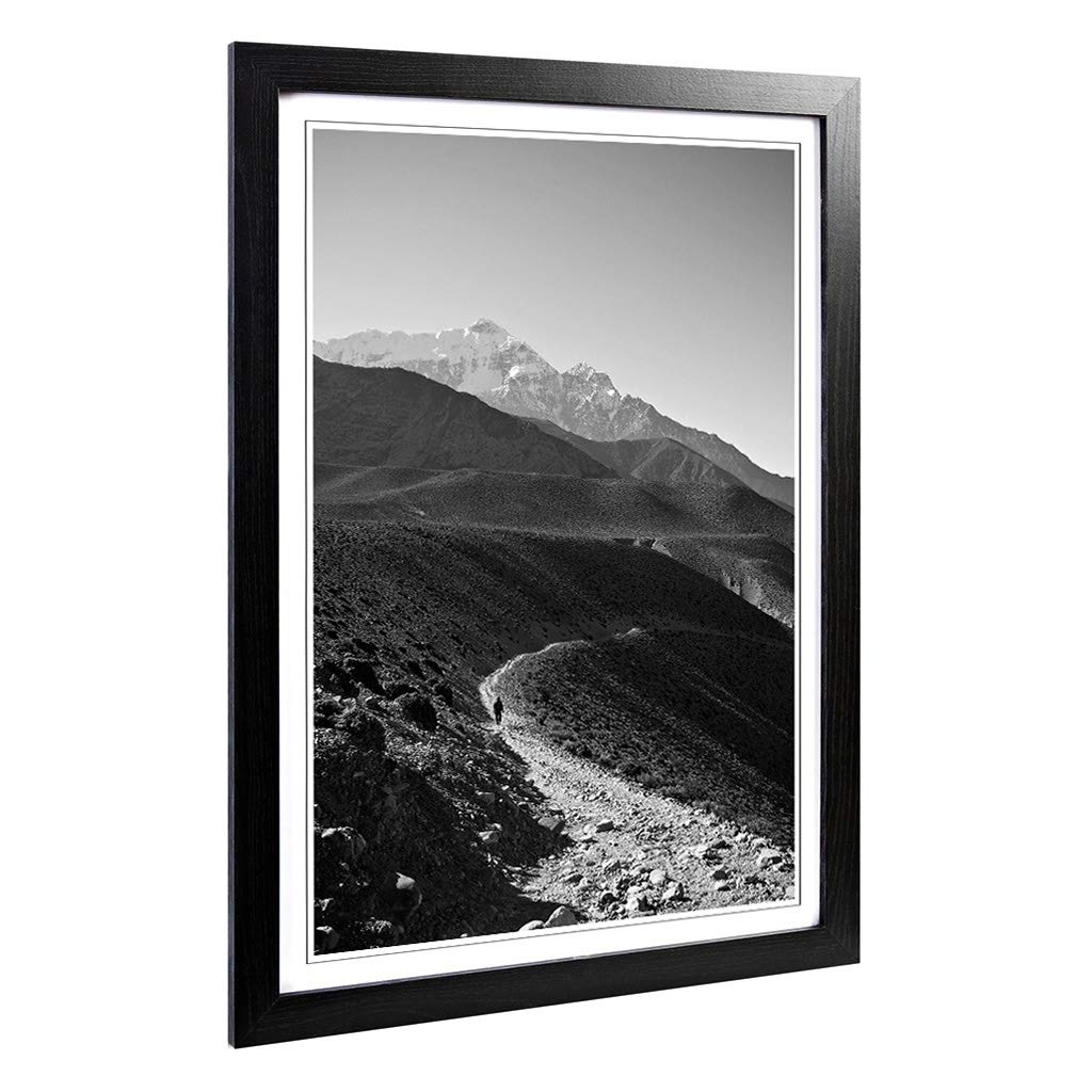 Big Box Art Framed Print of The View of The Mountain Landscape Design | Wall Art Picture | Home Decor for Kitchen, Living Room, Bedroom, Hallway, Black, A2 / 24.5x18 Inch / 62x45cm