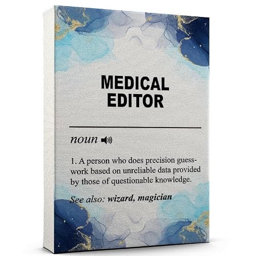Custom Funny Medical Editor Definition Canvas, Abstract Blue Watercolor Style Medical Editor– Poster-Style Gift for Coworkers, Bosses, or Professionals Decor