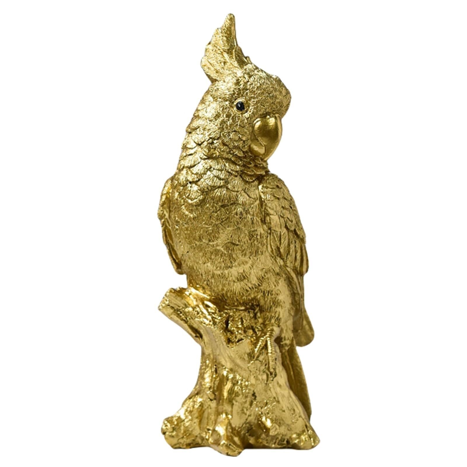 TSKIQQLQ Shelf Decor Elegant Parrot Statue Bird Sculpture for Home Decor Animal for Bookshelf Office Decorations For Work(Gold,A)