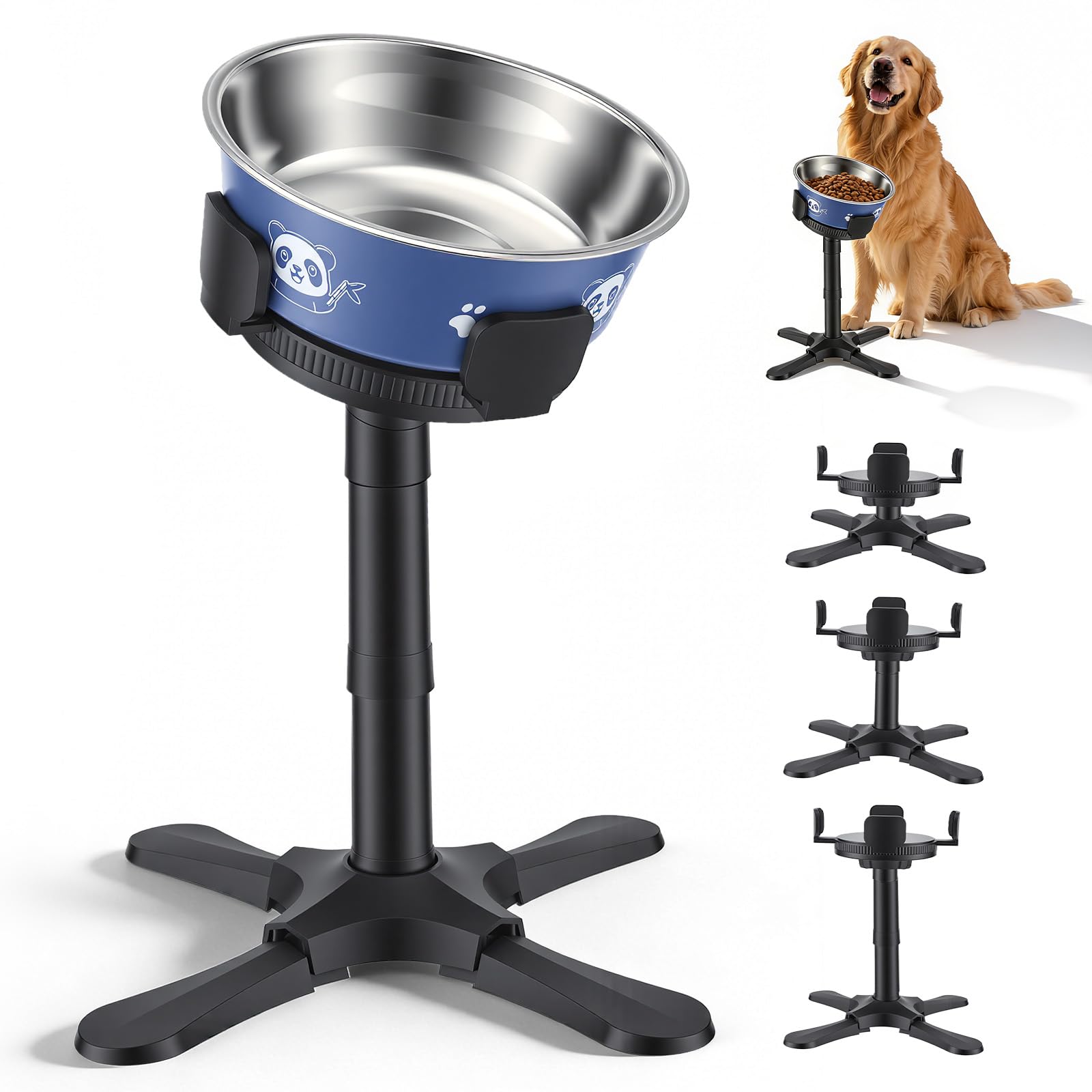 Comedero Perro Elevado con 2,1 L grande tazones de Acero Inoxidable, cuenco elevado para perros con soporte, ajustables 14-32 cm, Comedero y Bebedero Perro para Perros Pequeños, Medianos y Grandes