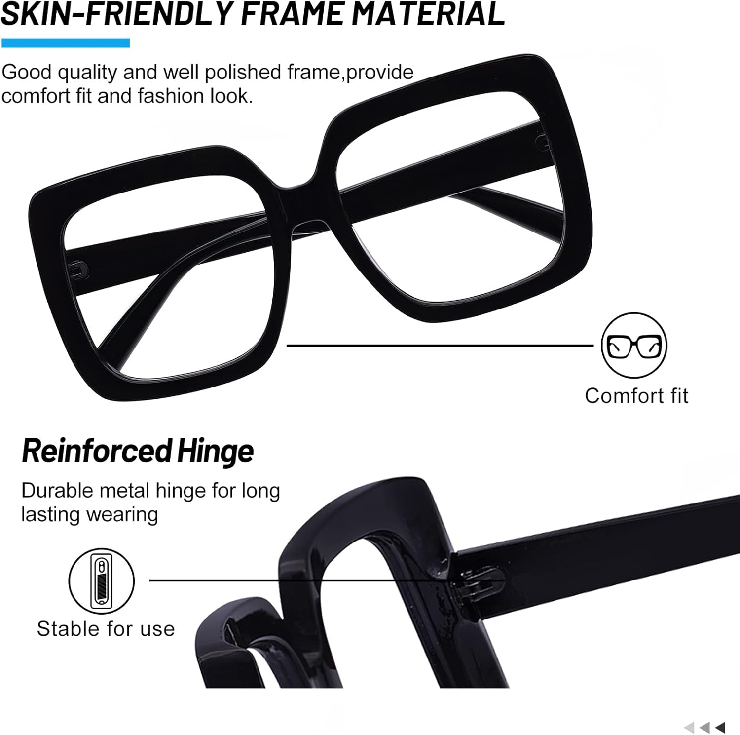 OCCI CHIARI Bifocal Reading Glasses Women Oversized Blue Light Blocking Readers 1.0 1.25 1.5 1.75 2.0 2.25 2.5 2.75 3.0 3.5 - Image 5