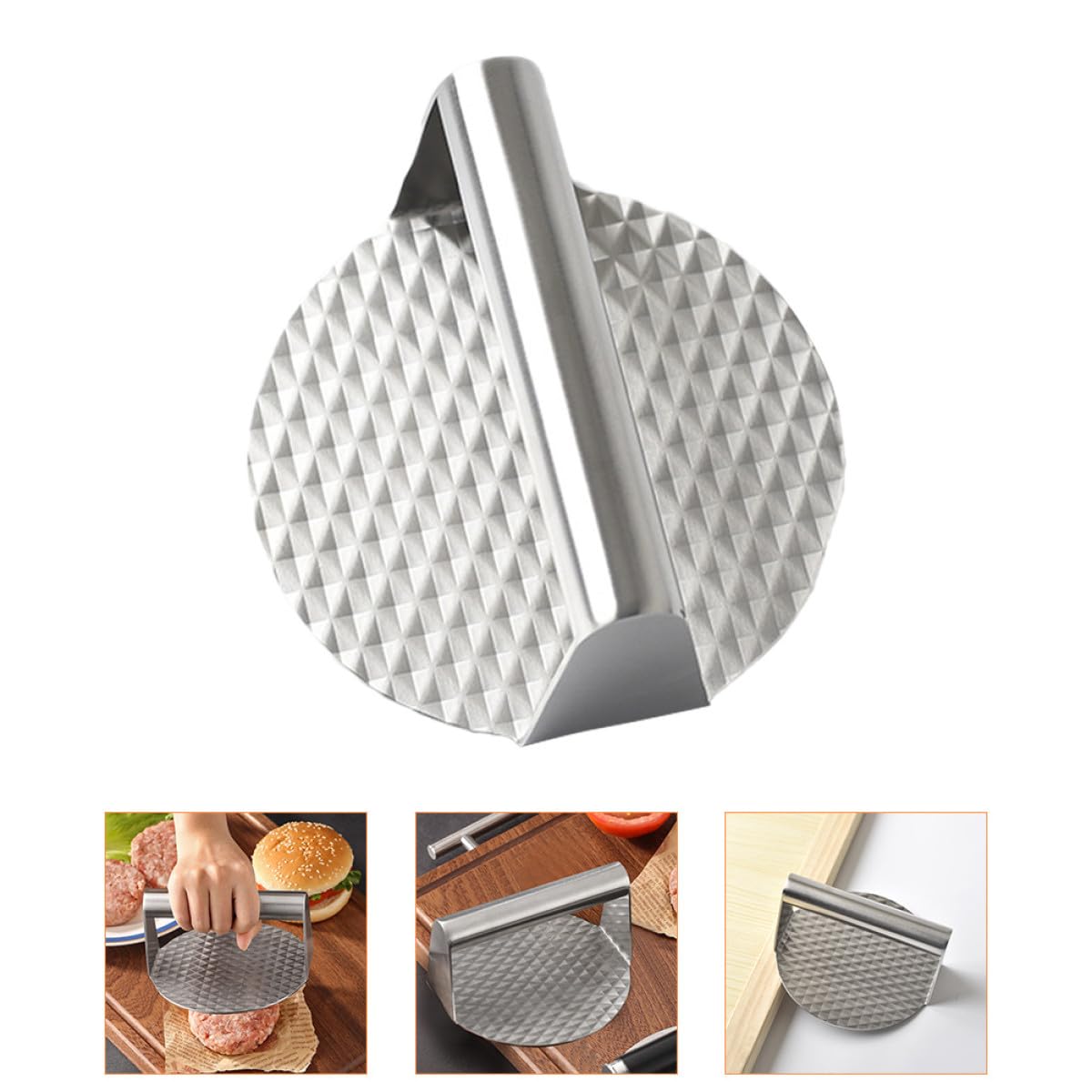 Alasum Pressa per Hamburger Rotonda in Acciaio Inox 304, Stampo Schiaccia Hamburger Domestico Rivestimento Antiaderente, Utensile da Cucina Compatto per Preparazione Burger Barbecue