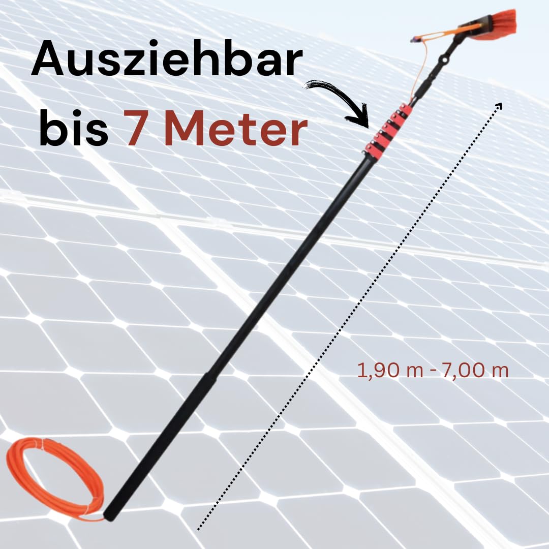 SolarKlar365 Photovoltaik- und Solaranlagen Reiniger | PV Anlage reinigen | Lotuseffekt langanhaltender Schutz, starke und materialschonende Reinigung 5 Liter + Teleskop-Waschbürste