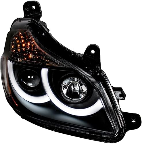 Miniatura 3 de United Pacific Conjunto de faros delanteros de proyección 31457, RH, carcasa negra, haz alto/bajo, bombilla de cuarzo H7/H1, con luz de señal, luz