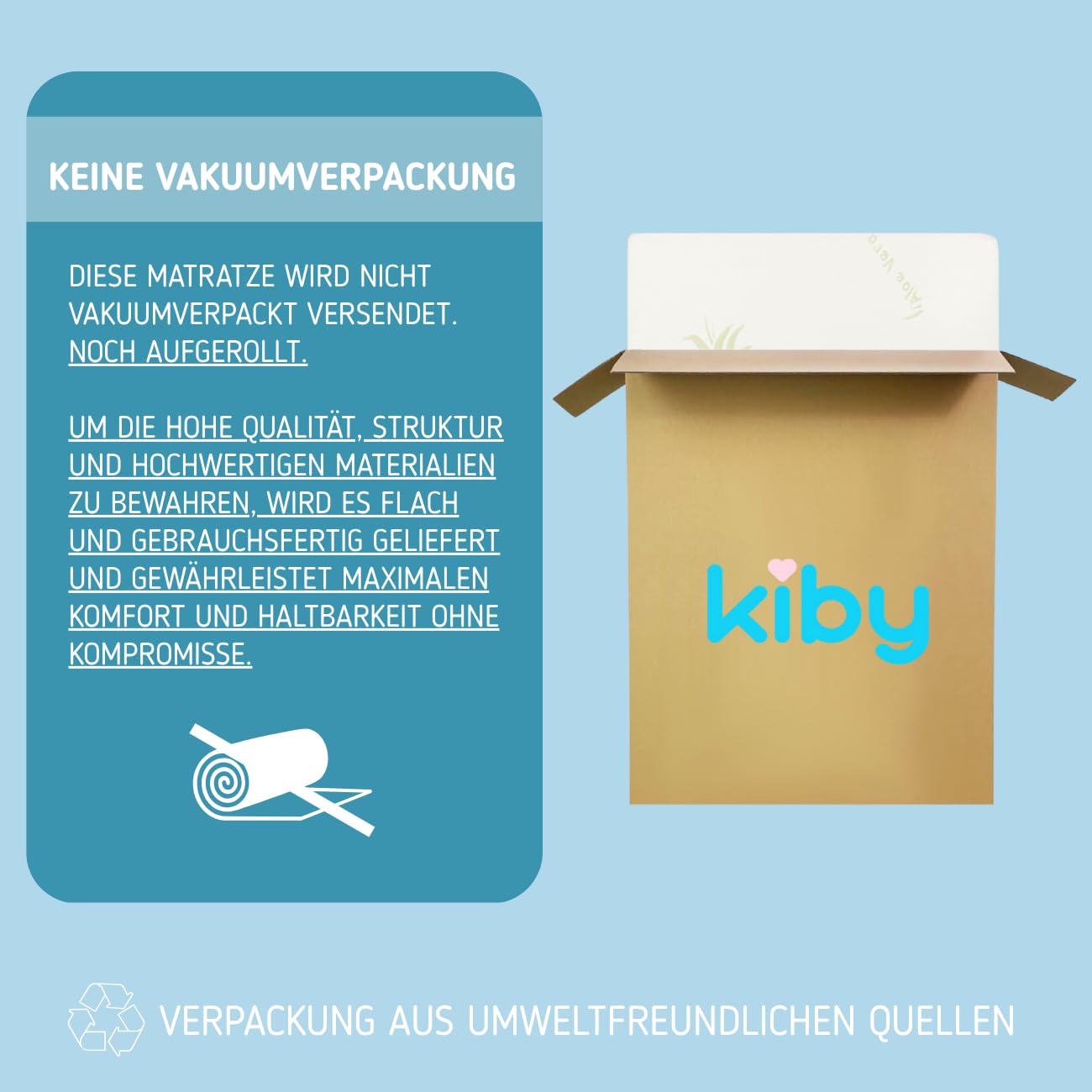 Kiby® Reisebettmatratze 120x60 cm | Höhe 7cm | (Oeko-TEX® & Certipur™ Zertifiziert) Atmungsaktiv aus Aloe Vera, Faltbare