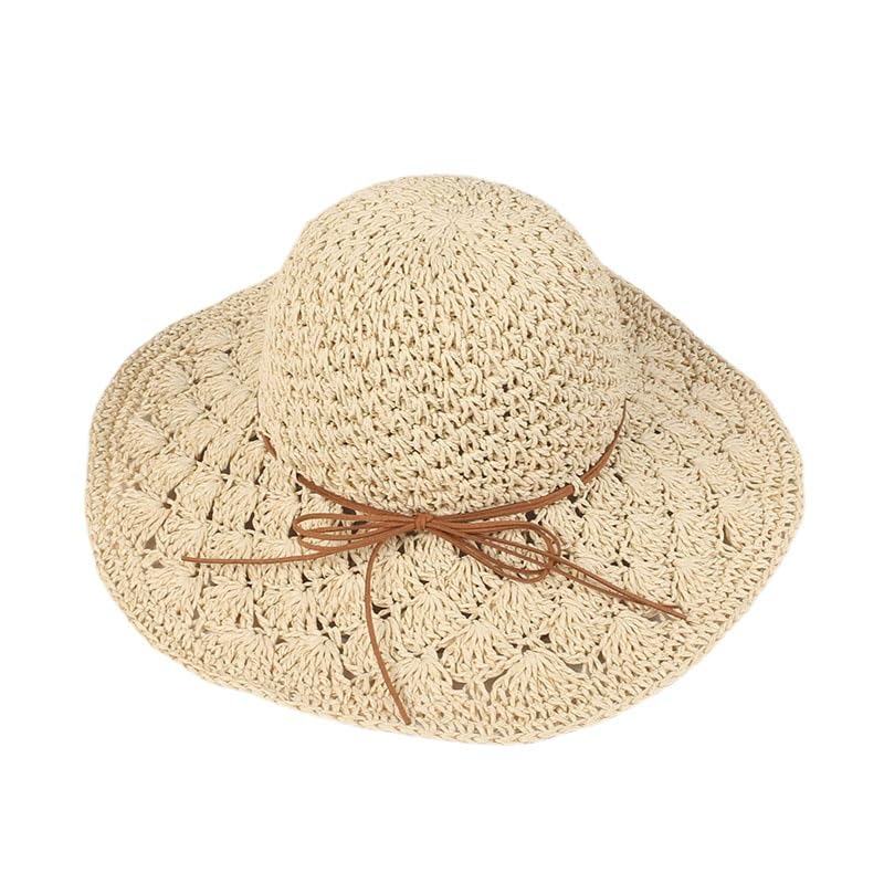 Sombrero de paja para mujer con ala ancha y protección UV miniatura 2