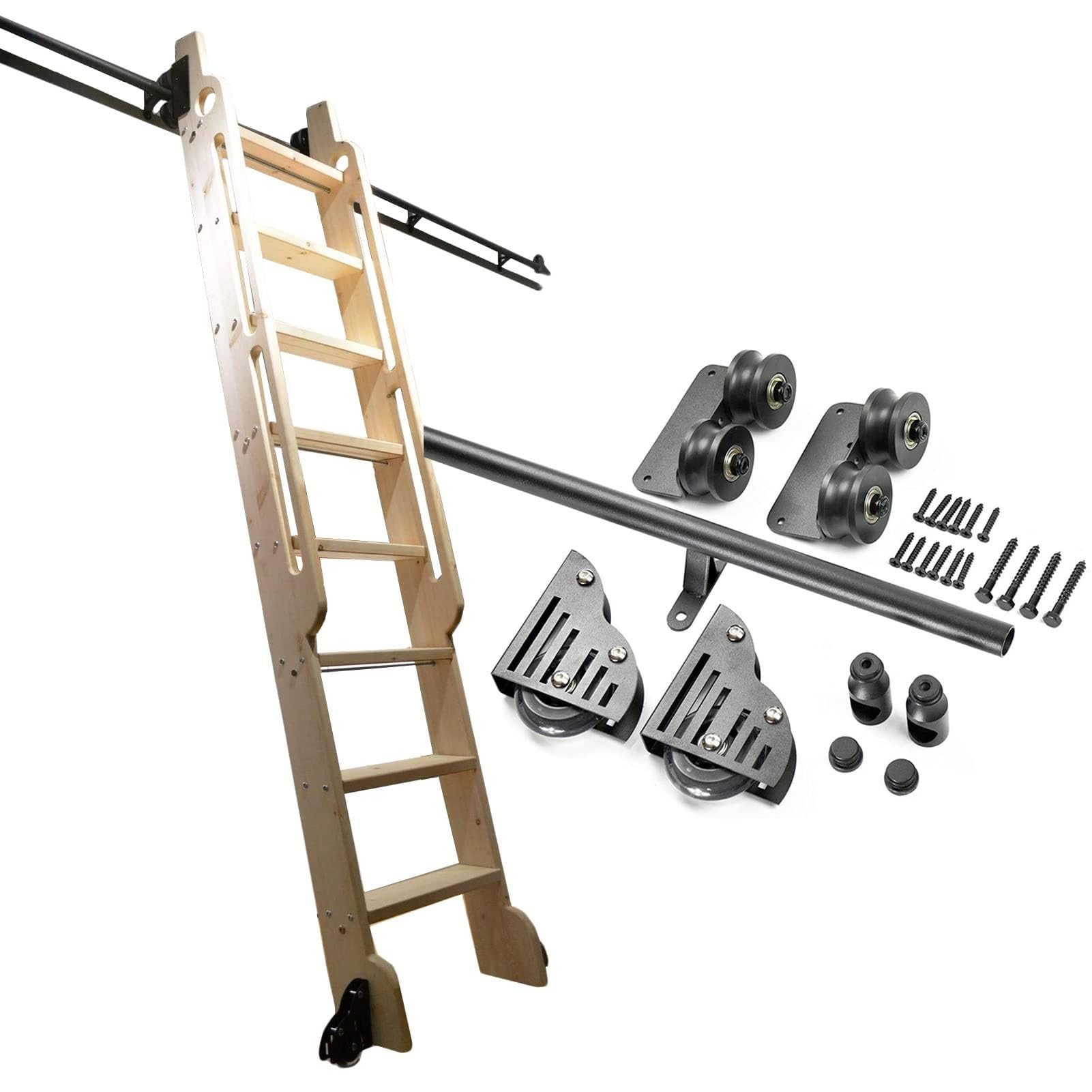 Kit de herrajes para escalera corrediza retráctil de pared negra