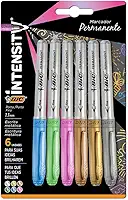 Pincel Marcador Permanente BIC Marking, Metálico, 6 Cores, Ponta Média de 1.1mm, c/ Grip Emborrachado, 971035