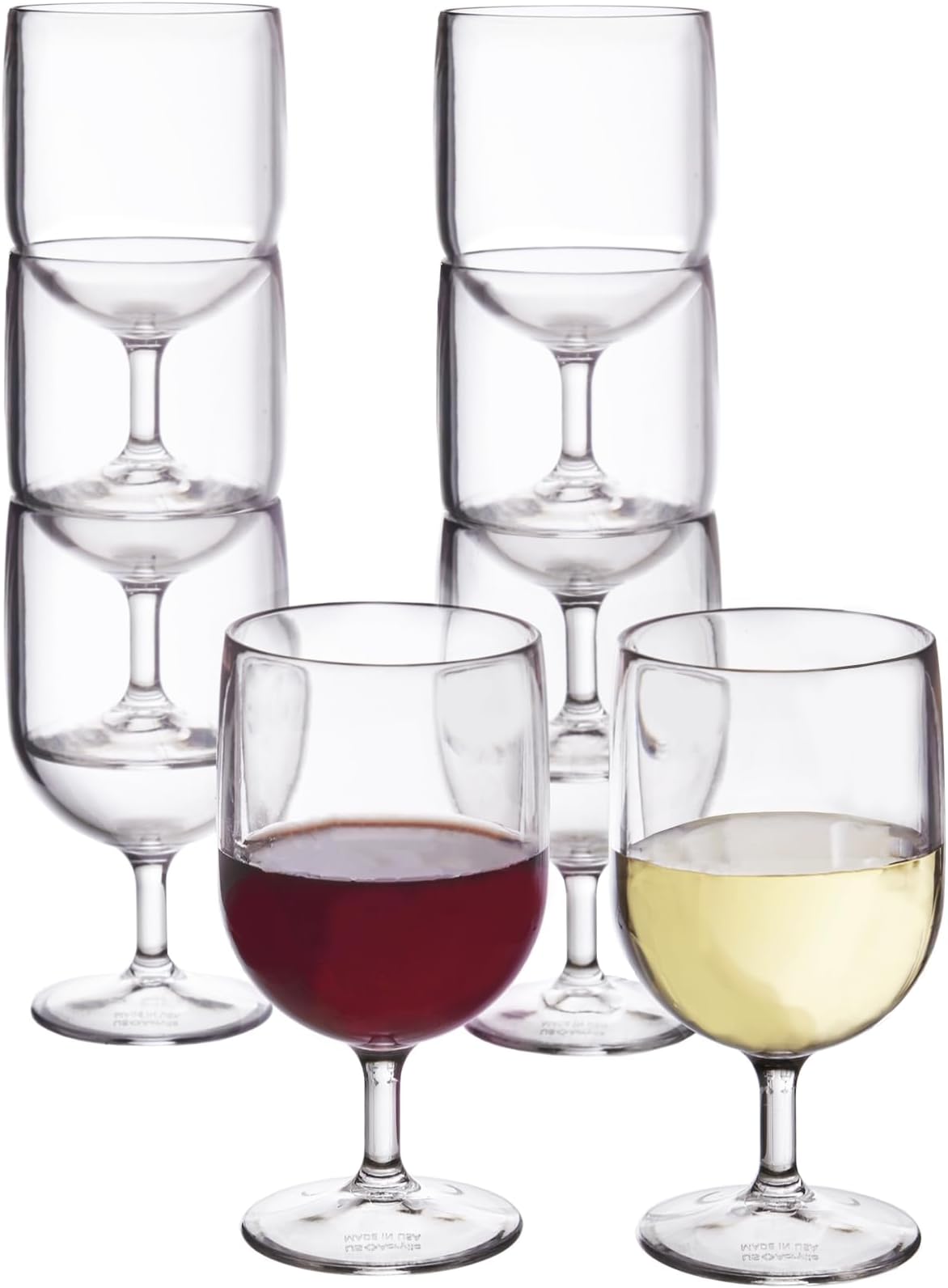 US Acrylic Stackable 8-ounce Plastic Wine Stems | Set of 8 Clear