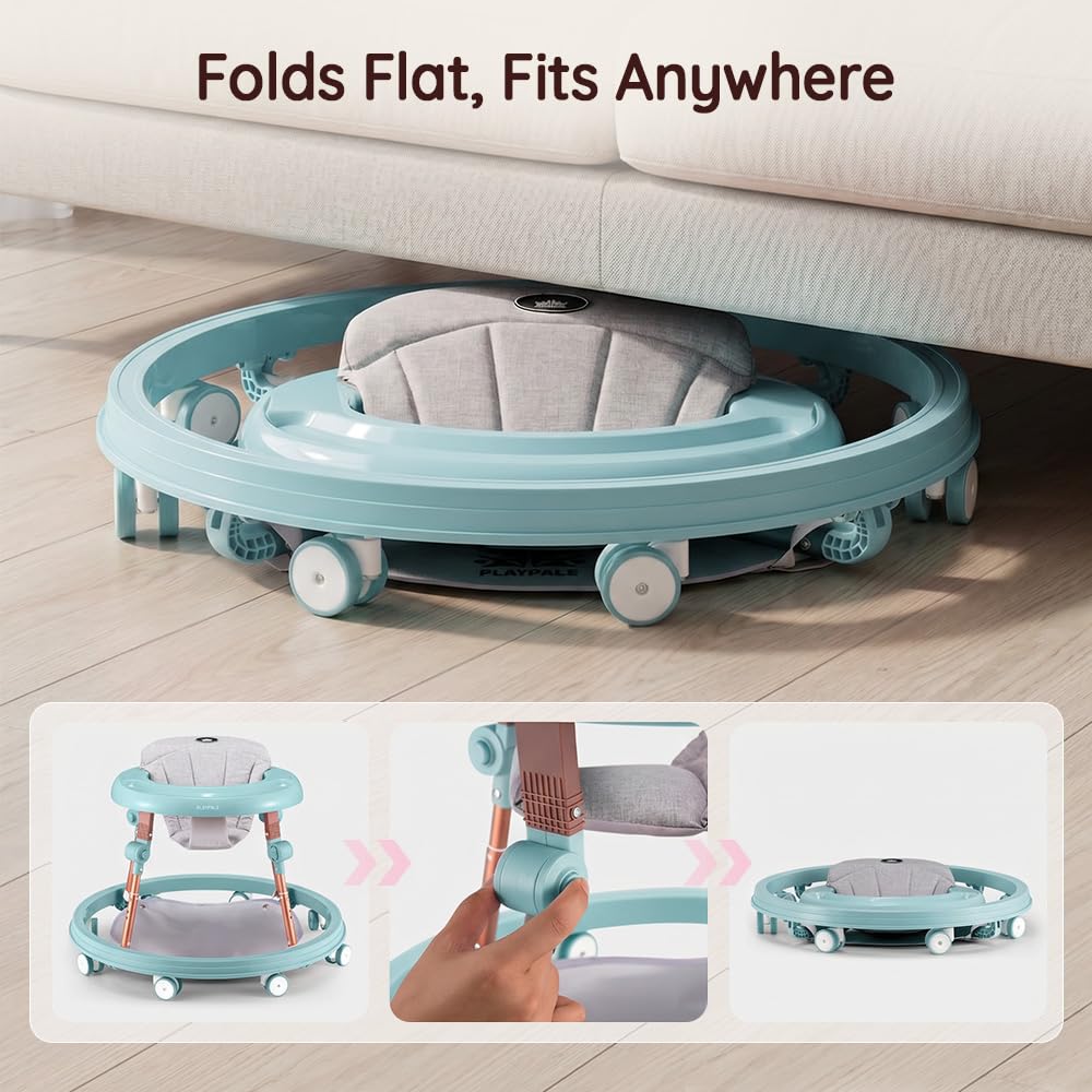 PlayPals 3-in-1 Baby Lauflernhilfe mit Fußpolster für Babys von 6–18 Monaten | 4-fach höhenverstellbar, abnehmbares Fußpolster, geräuscharme 360°-Rollen, klappbares Design