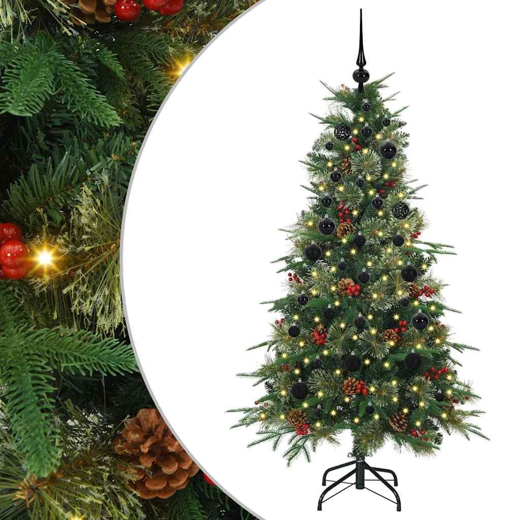 Sztuczna składana choinka zielona, 150 cm, PE i PCW, wstępnie podświetlana diodami LED, do użytku wewnątrz i na zewnątrz, świąteczna dekoracja