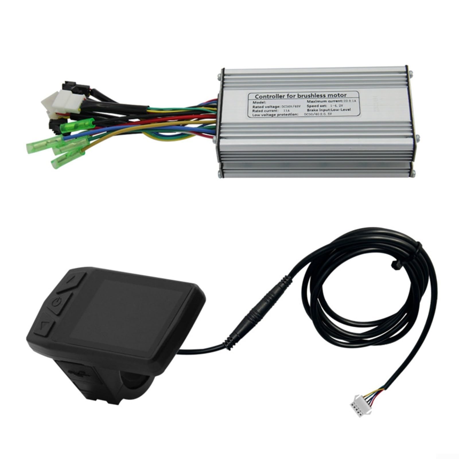 Controlador de bicicleta eléctrica para KT con pantalla de bicicleta eléctrica y medidor TF01U 22A 36V/48V 500W con cable de interfaz impermeable de 5 pines para piezas de bicicleta