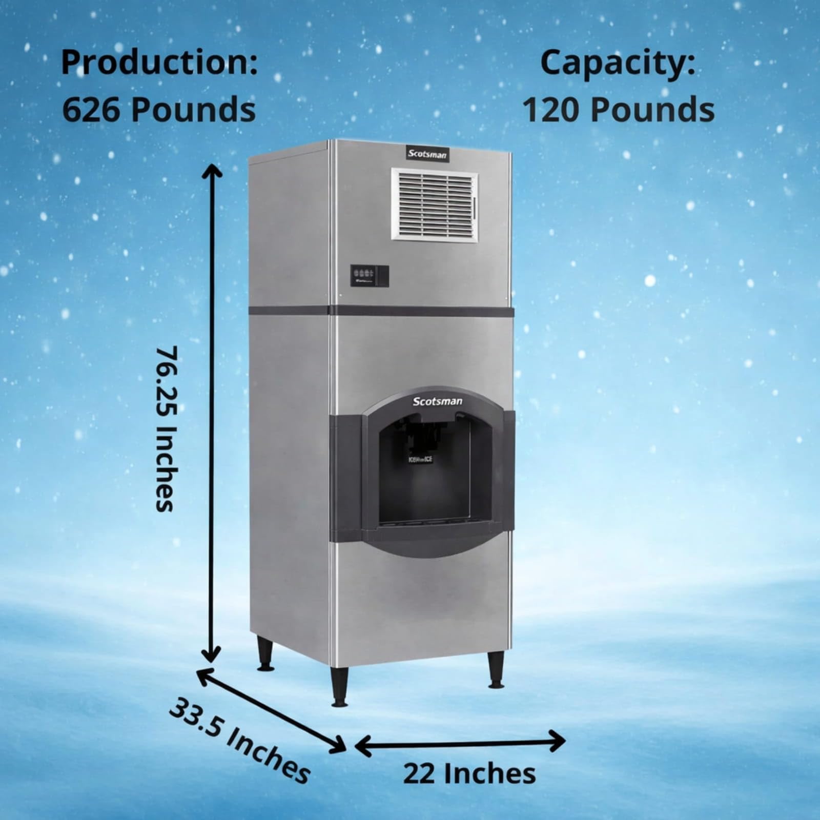 Scotsman Prodigy Elite Medium Cube 22" Ice Maker - 362 Lb/Day, 120 Lb Hotel Bin on Fridge.com - View 4
