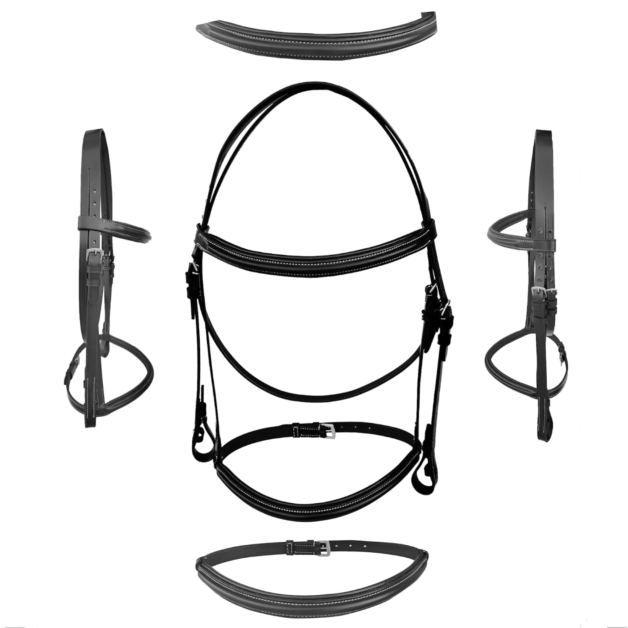Majestic Ally Brida inglesa elevada acolchada, cuero de primera calidad, riendas con cordones a juego
