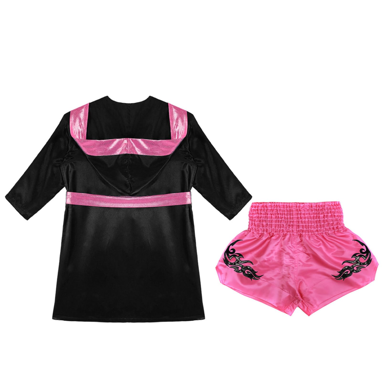 ranrann Enfant Garçon Ensemble Tenue Boxe Peignoir à Capuche et Short Boxe Muay Thai Kickboxing MMA