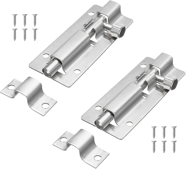 NeuWee 2PCS Door Lock Bolt 3 inch, Stainless Steel Door Latch Slide Bolts Lock with Screws, Door - Catch Latch Slide Bolt for Bathroom Bedroom Shed Garden Toilet (Silver)