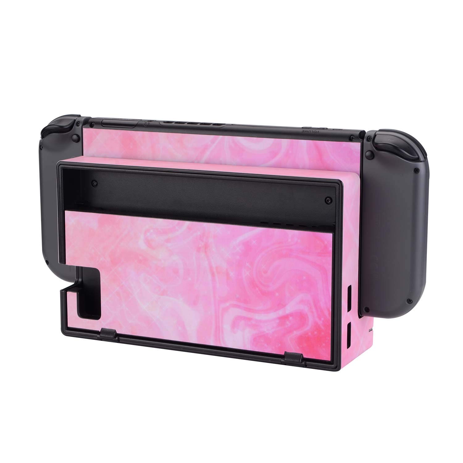 eXtremeRate Autocollant pour Nintendo Switch Manette,Sticker Skin pour Switch Console & Joycon & Dock avec 2 Protection d'Écran-Rose psychédélique