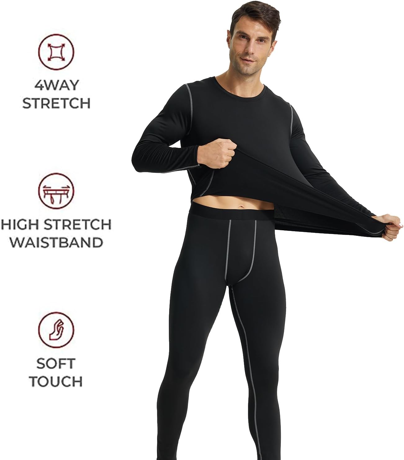 LANBAOSI Mens Thermal Underwear Set Long Johns Set with Fleece Lined Warm Base Layer Top Bottom Compression Suits Cold Gear - Image 3