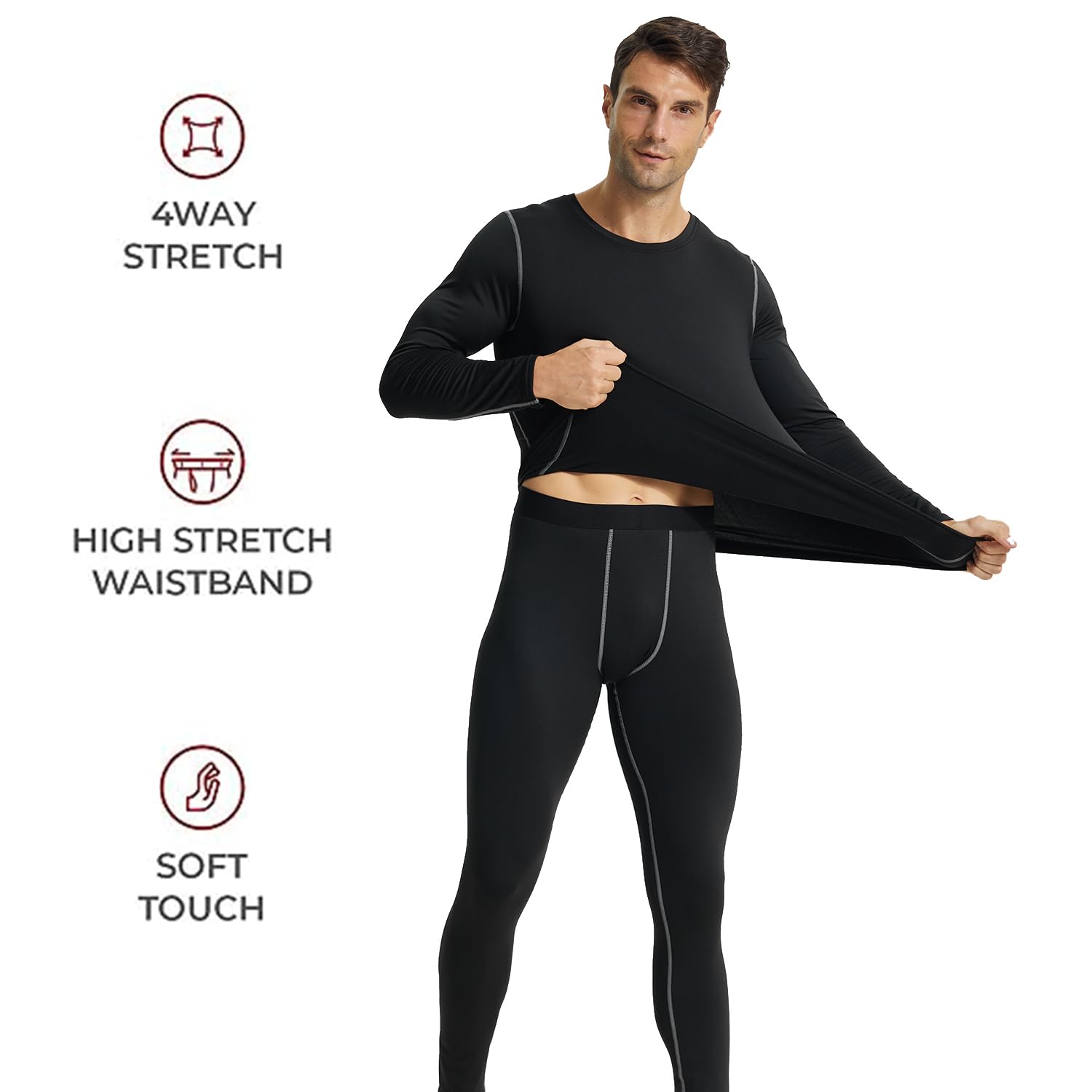 LANBAOSI Herren-Thermounterwäsche-Set, lange Unterhose, mit Fleece gefüttert, warme Basisschicht, Oberteil, Unterteil, Kompressionsanzüge, kalte Ausrüstung