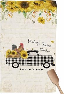 Kitchen Towels Dish Cloths 1 Pack 18x28in,Chicken Black Buffalo Plaid Trucks Super Absorbent Tea Bar Towel Cleaning Cloth Vintage Sunflower Leaves Soft Hand Towels for Drying Dishes