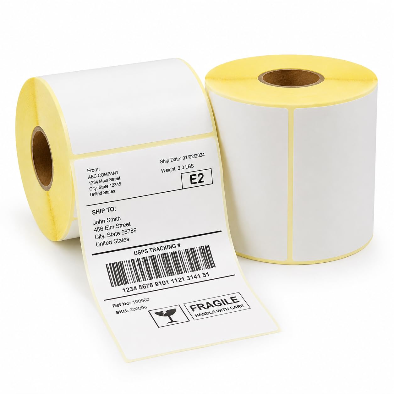 A2Z Etichette termiche per indirizzi 4x6, 1000 etichette, 4 rotoli di vinile bianco, autoadesive, compatibili con stampanti termiche dirette Zebra Dymo Rollo per pacchi